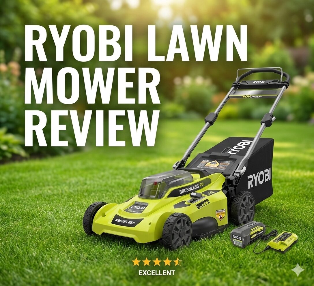 Ryobi 40V HP Brushless 21-inch Lawn Mower on a green lawn