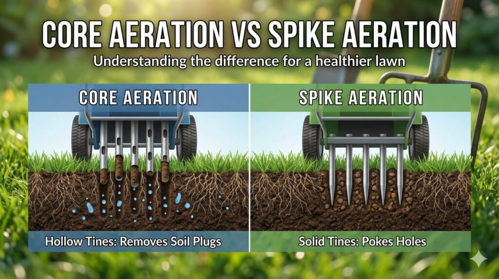 core aeration vs spike aeration