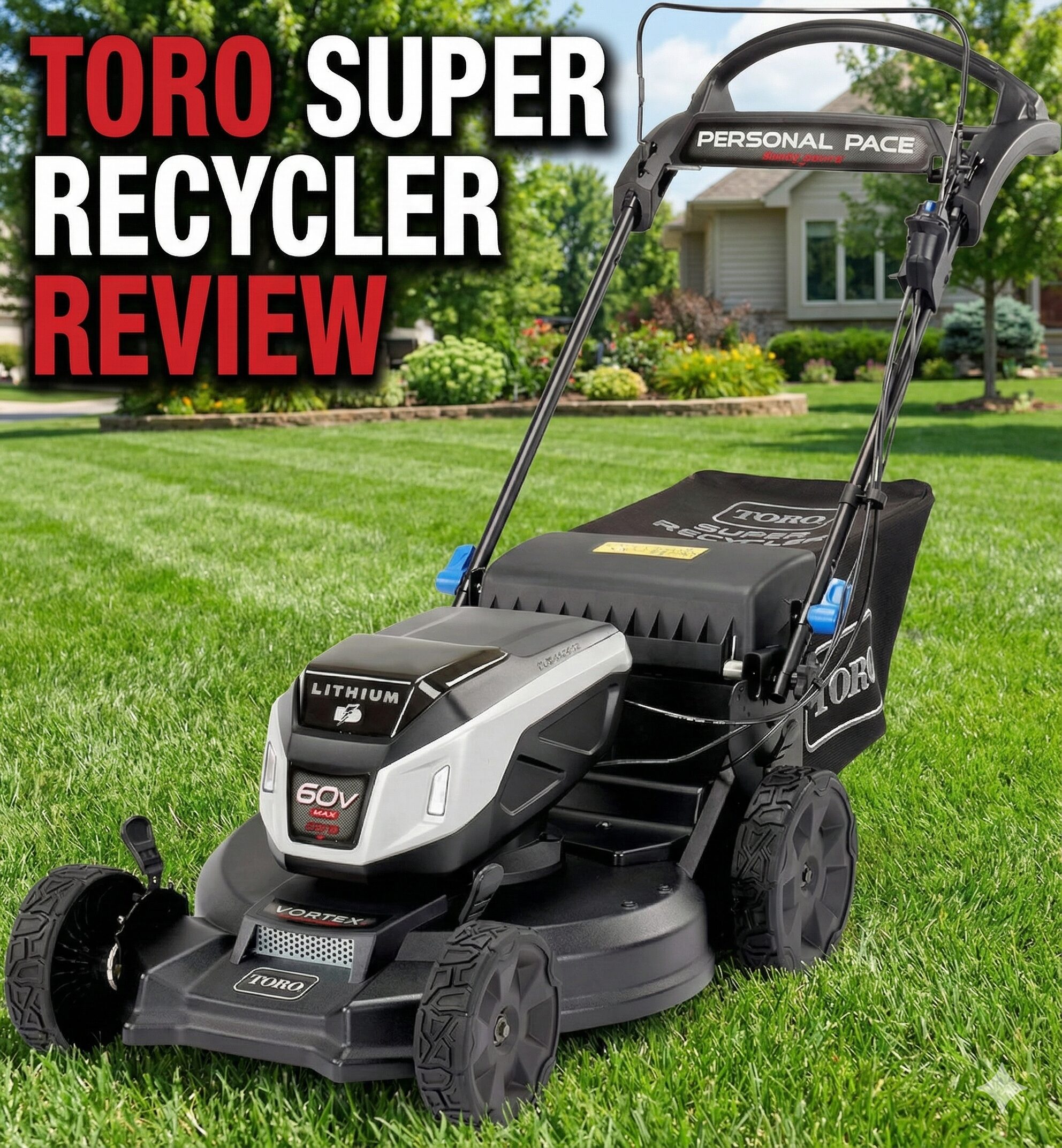 Toro Super Recycler lawn mower cutting green grass perfectly