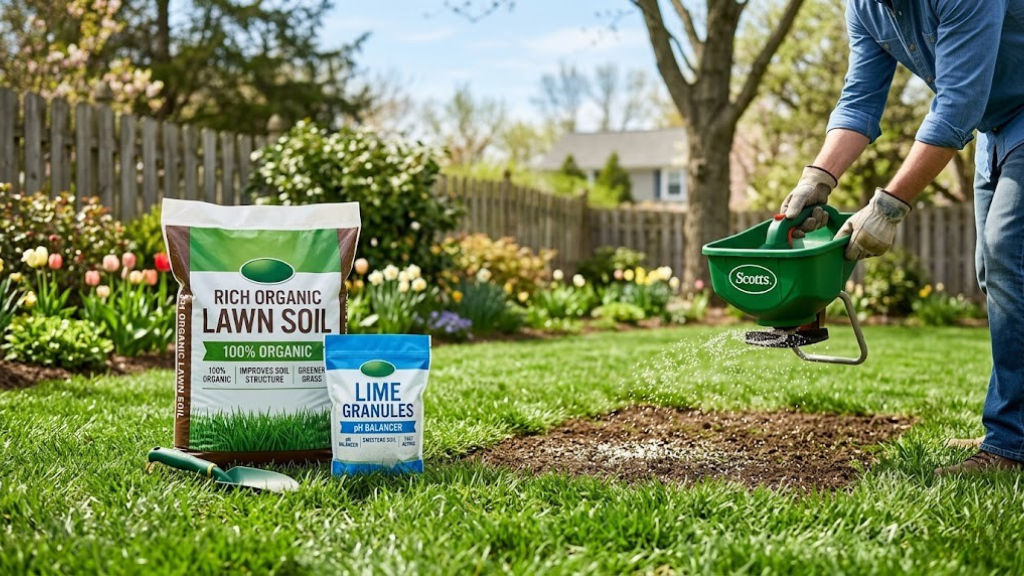 Lawn soil and lime granules
