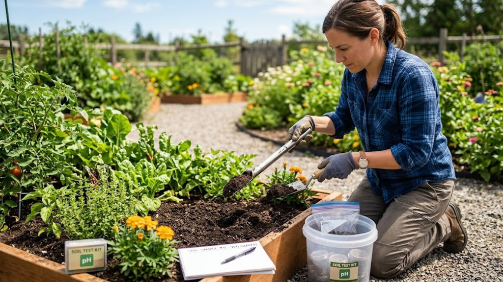 Soil sample collection for pH testing