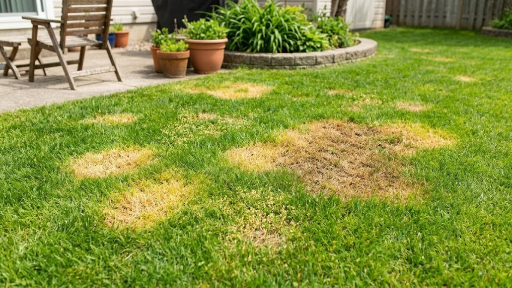 Yellowing lawn patches